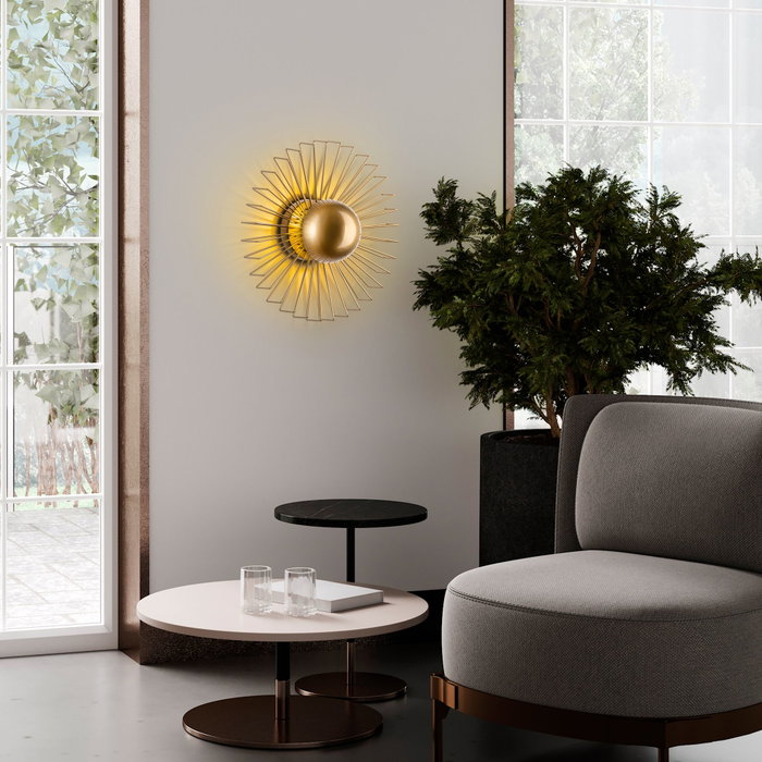 Opviq Kaya Lámpara de Pared de Metal Dorado
